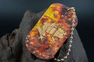 【カナダの象徴】ハードメープル 瘤杢 スタビライズウッド ドッグタグ 象嵌 カエルの王様