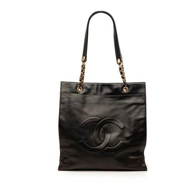 シャネル ココマーク ビッグココ チェーン ショルダーバッグ ブラック レザー レディース CHANEL 【中古】
