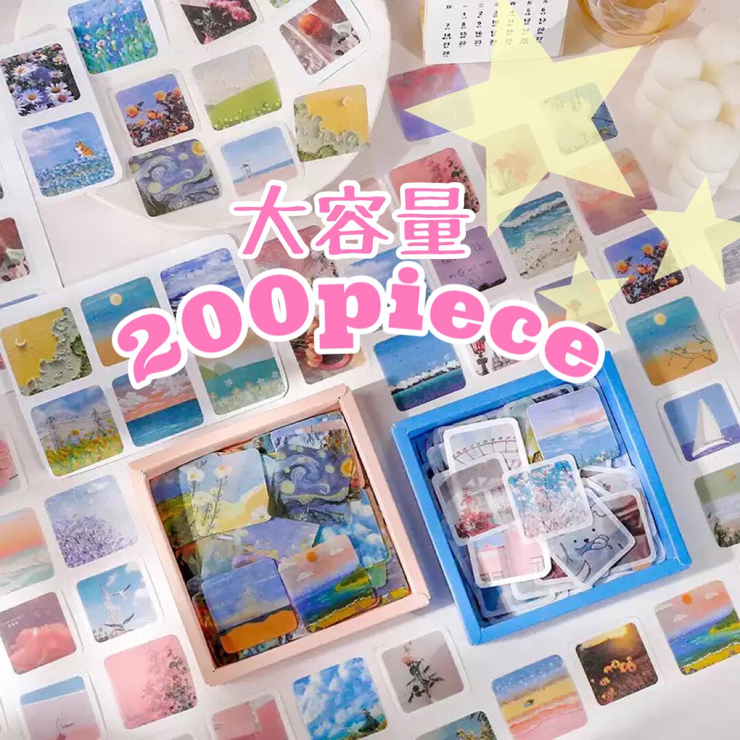 200pieceシール』韓国作家 海外雑貨 小物 メモ帳 文房 文具 メモ