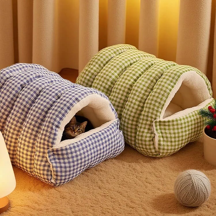 トンネル型ドームベッド 猫犬兼用 温もり包み込みペットハウス?高反発