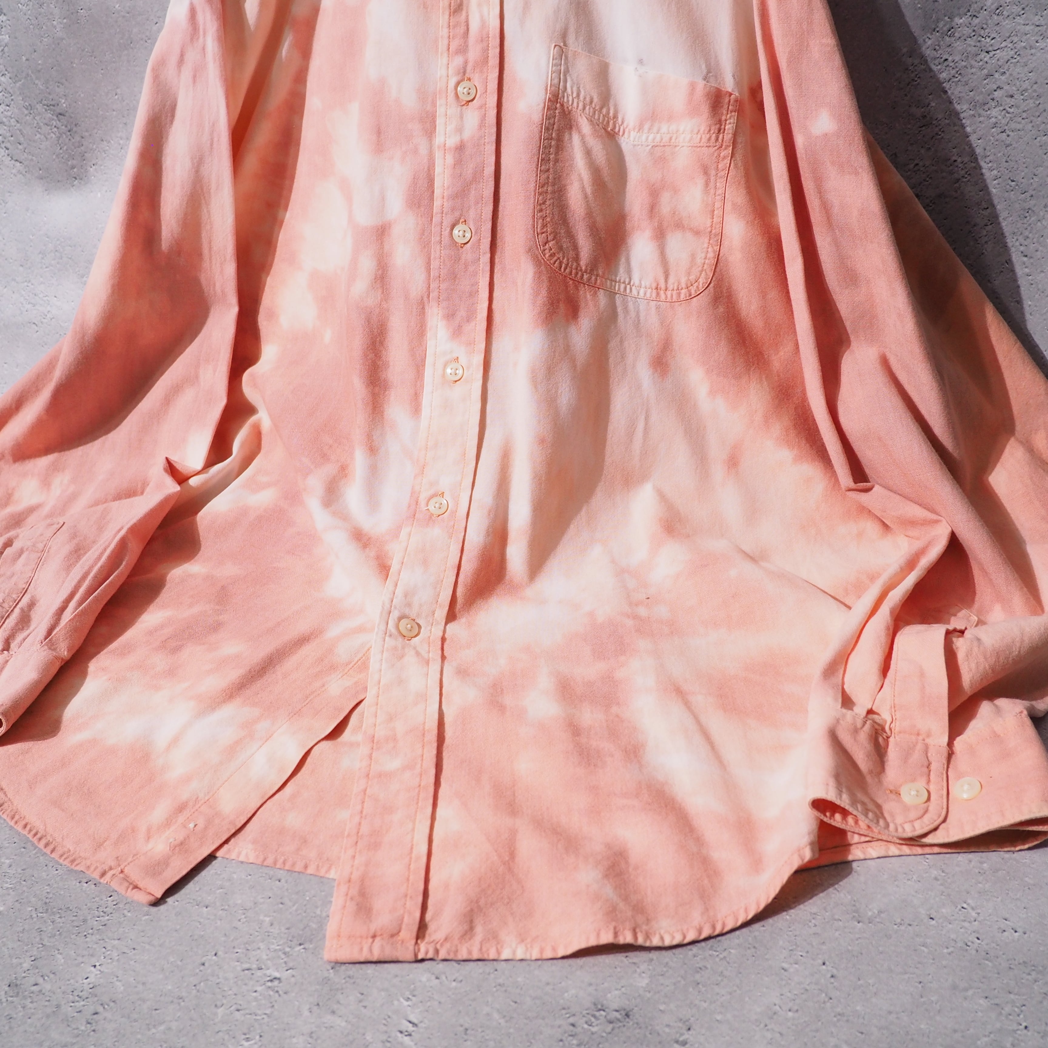 " L.L.Bean " Beautiful Flamingo pink Color Tie dye Over silhouette shirt