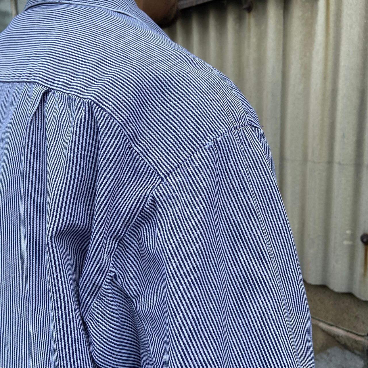 希少 Atlast&co ヒッコリー 長ける プルオーバー TIME WORN シャツ