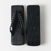 レディース　RumiRock×菱屋カレンブロッソ 黒角草履　スタッズ鼻緒　[F583 F99 F617]