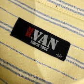 MR.VAN ミスターヴァン ストライプ オックスフォード BD ボタンダウン 長袖シャツ LL/イエロー メンズ/ VAN JAC