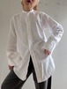 50-60s Collarless Cotton Dress Shirt