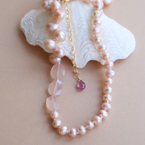 ［Necklace］SAKURA pink pearl/14kgf
