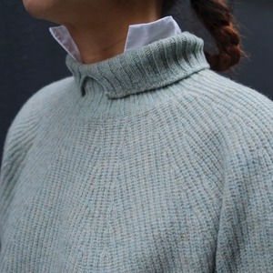 unfil(アンフィル) superfine lambs & chenille ribbed-knit high-neck sweater WFFL-UW123 smoky mint