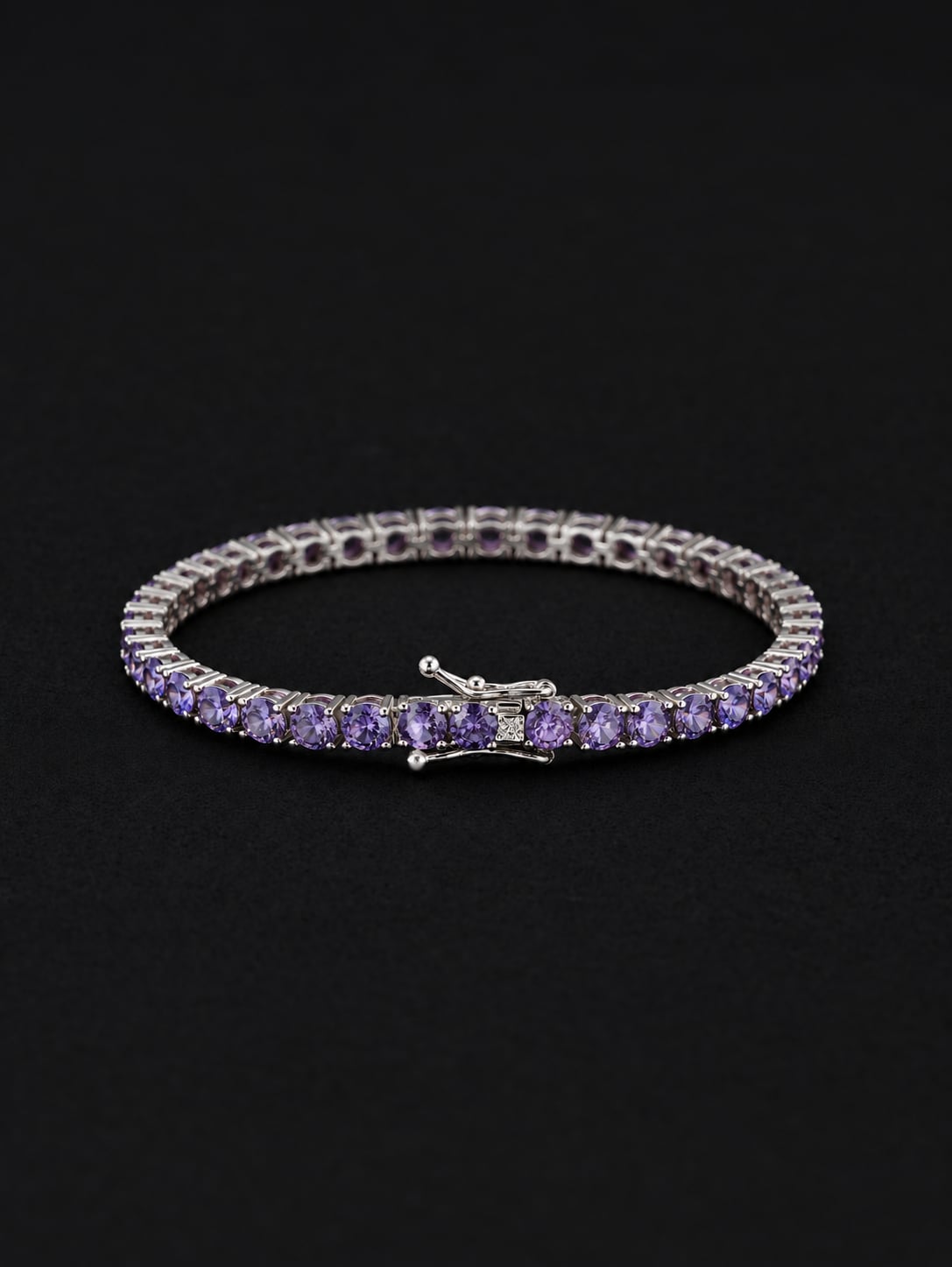 【4mm】Purple Tennis Chain Bracelet - Gold/Silver -