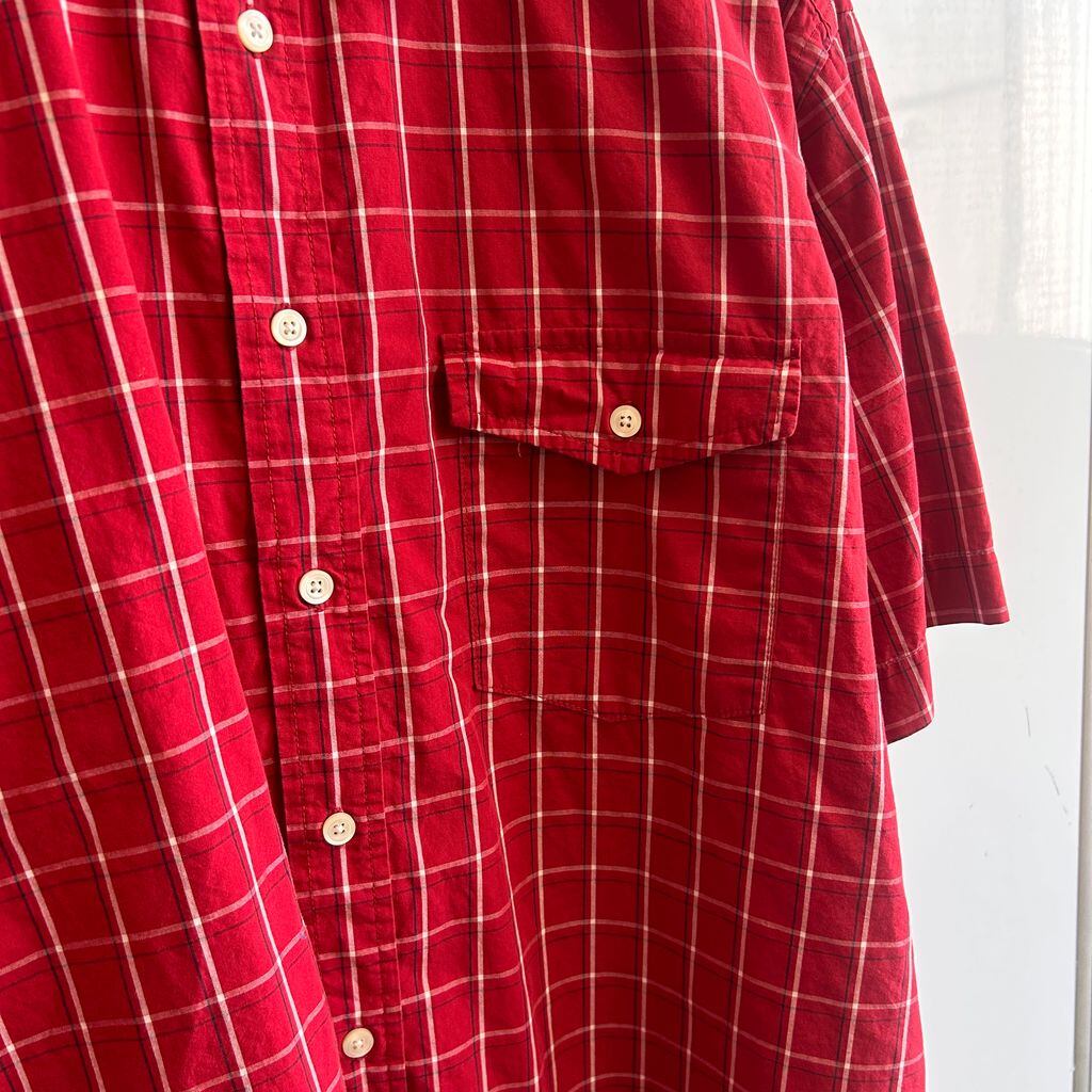 90s~ Old GAP ギャップ 半袖シャツ 赤白チェックシャツ コットンシャツ