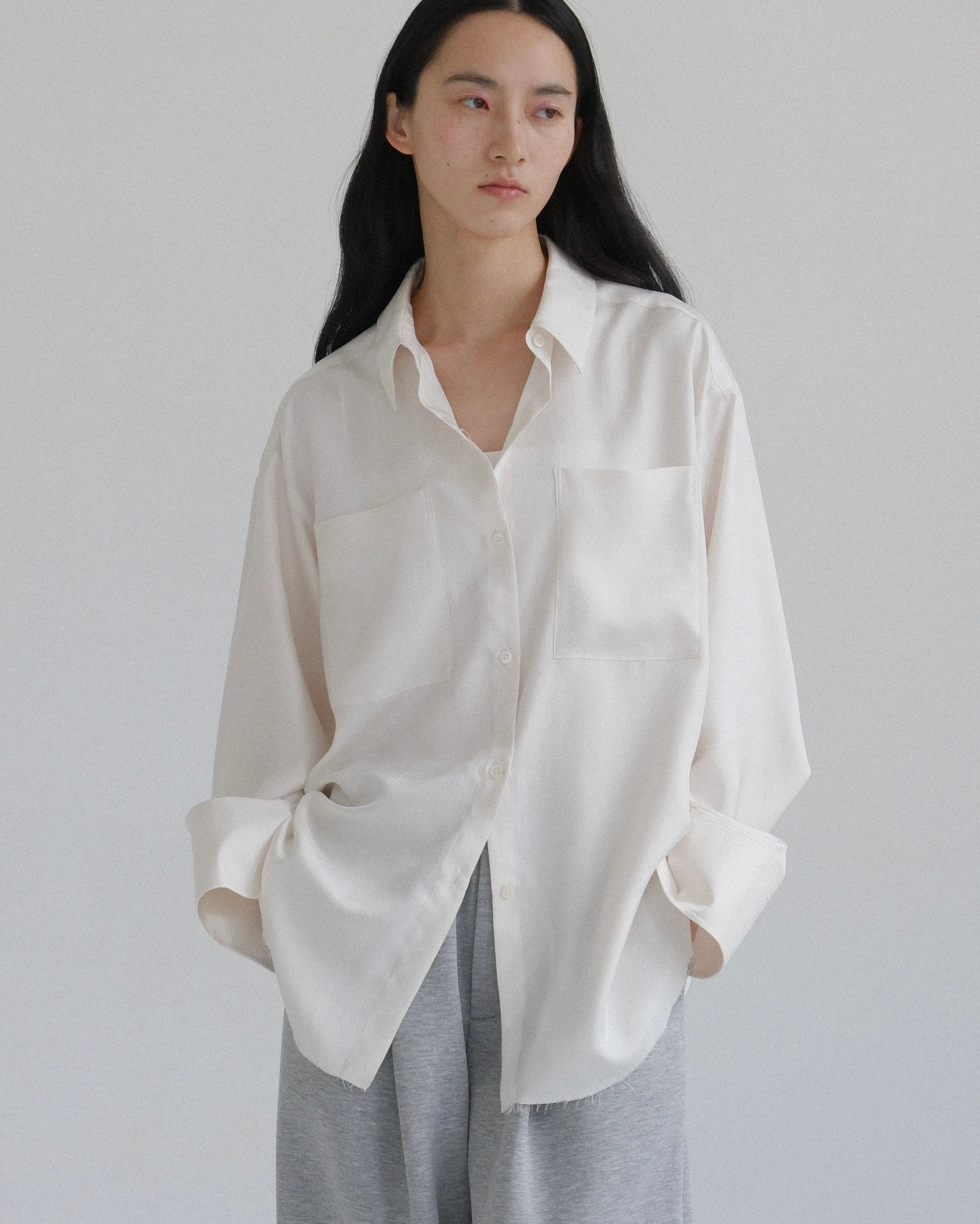 【試着のみ】aere アエレ　silky twill shirt silky twill shirt - made in Japan - | aéré