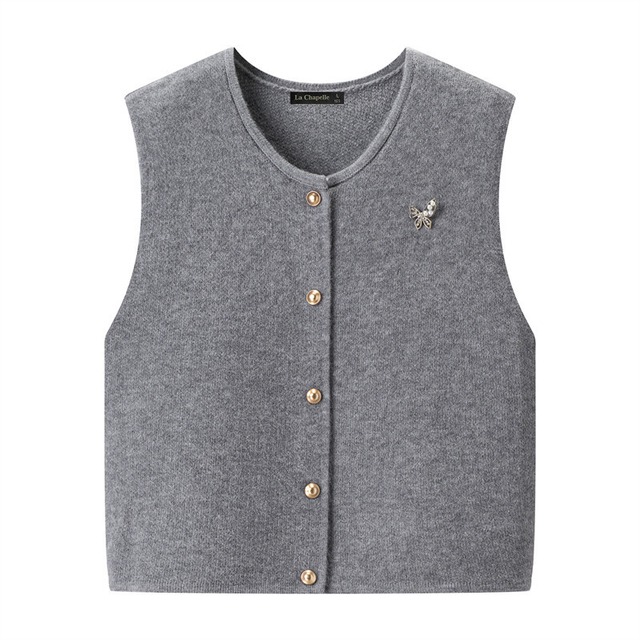 Gold Button Knit Vest　202680162