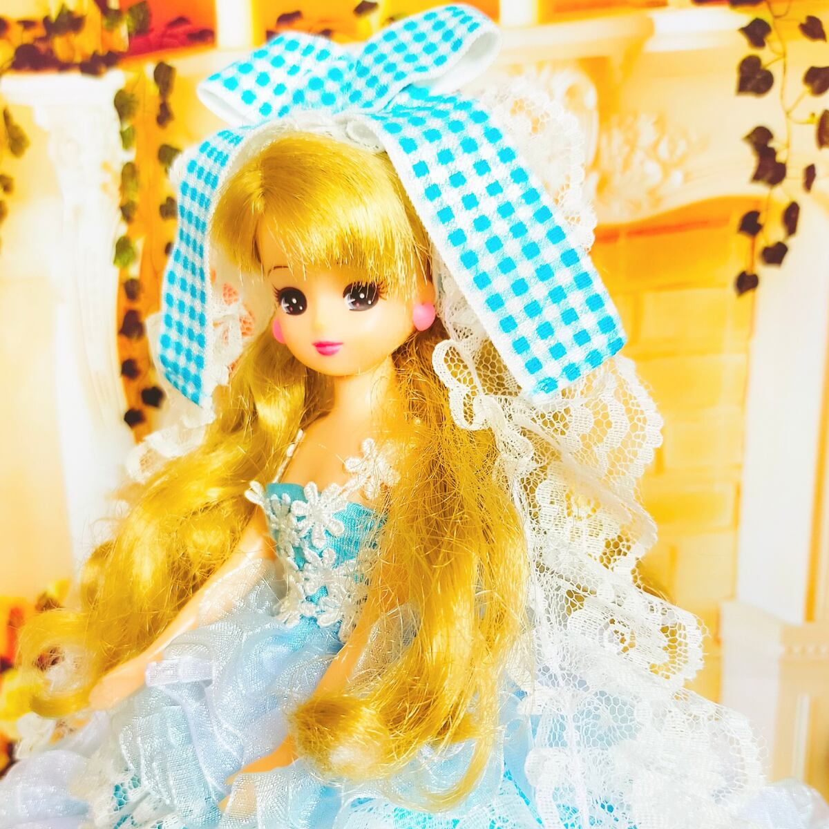 リカちゃん ドレス 水色 ドールドレス 人形服 ハンドメイド
