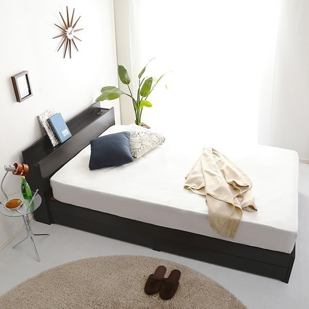 棚コンセント付きチェストベッド Dサイズ DAIN-ダイン-インテリア フロアベッド コンセント付き