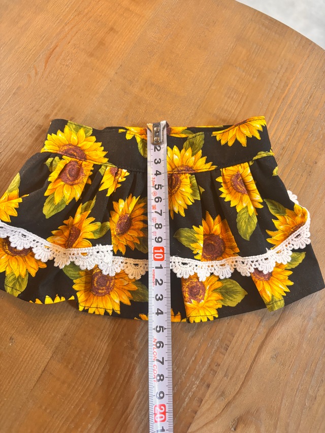 犬用スカート ひまわり柄 ハンドメイド 胴回り30cm 犬服