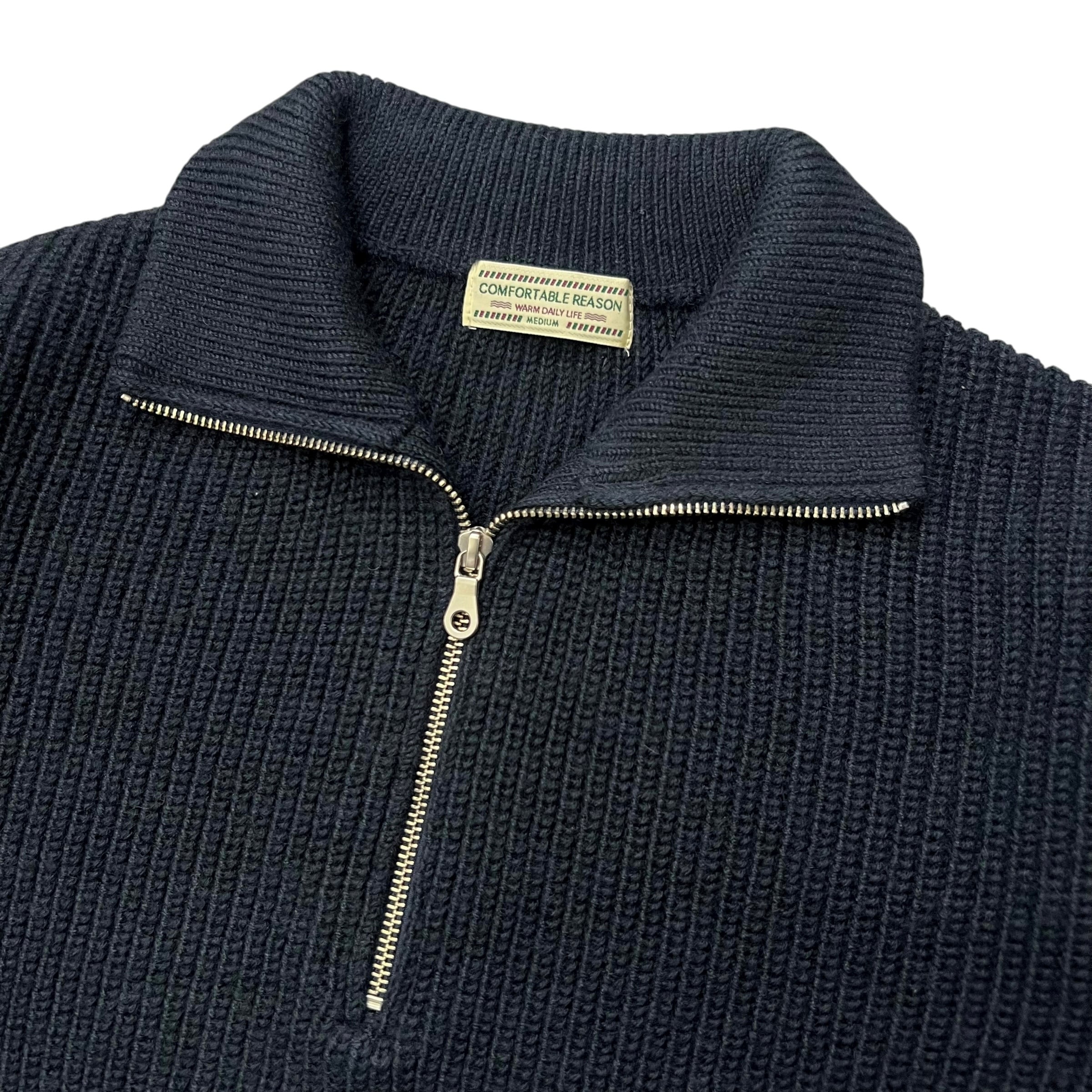 COMFORTABLE REASON / HALF ZIP KNIT NAVY | THE NEWAGE CLUB