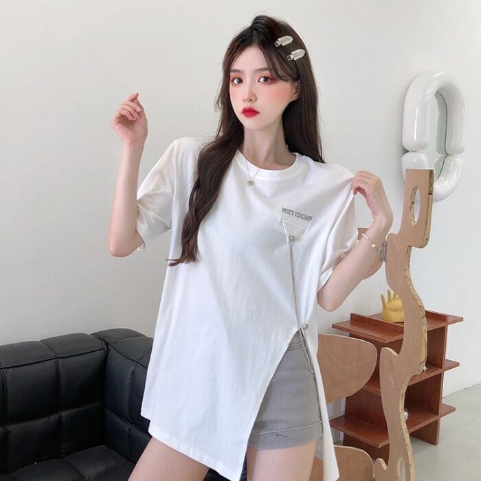 ホワイトTシャツ サマールーズトップス 大きめサイズ 夏物 1号婦人27680022802