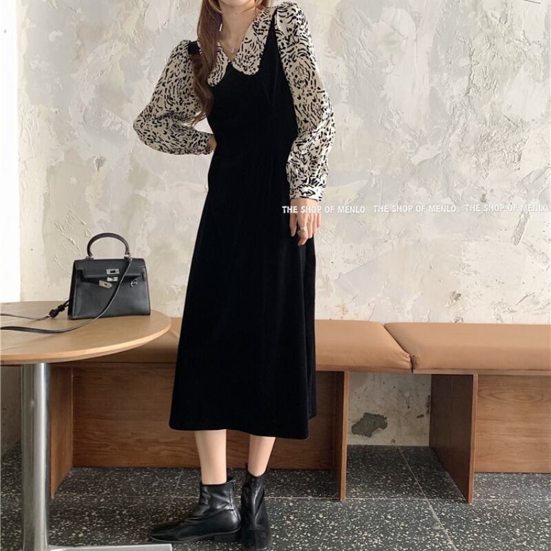 ドレス カラーフローラルウェストスカート スプリング 春物 花柄 ブラックストロベリース56154887418