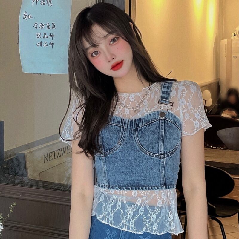 シフォンシャツ レディースホワイトショートサマー薄手レース 夏物 YY-ファッション36399273346