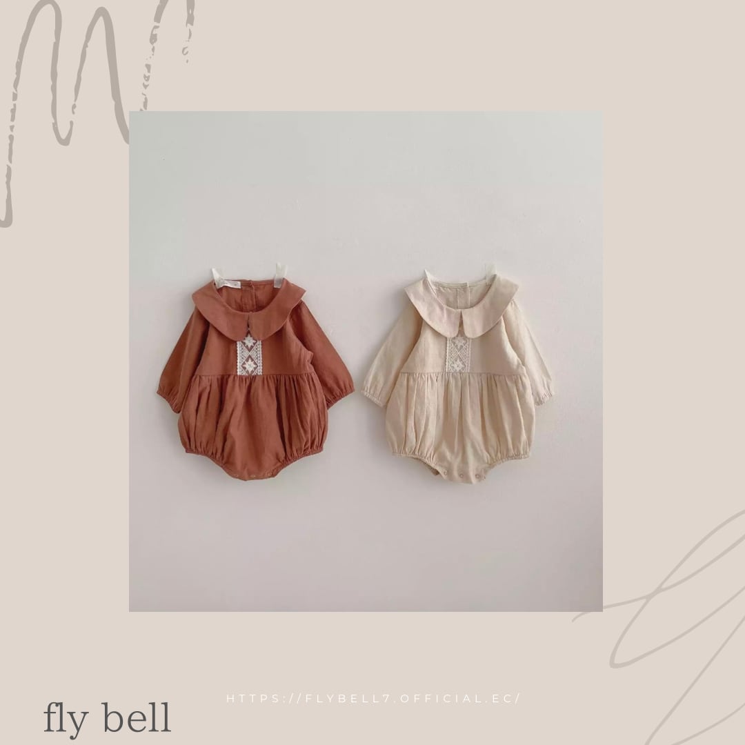 ナチュラル刺繍ロンパース》》》》》》》インテリア 海外子供服 ロンパース ガール 女の子 プチプラ インポート ナチュラル ワントーン