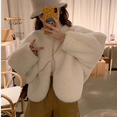 ファーコート レディース ショート丈 かわいい コート ジャケット アウター もこもこ おしゃれ ファーコート ゆったり 体型カバー ファーコート レディース ショート丈 かわいい 大きいサイズ