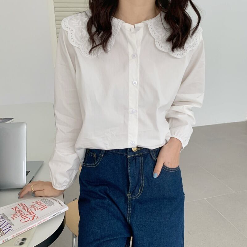 シャツ スプリングオータムスタイルカラールーズトップス ロング 春物 秋物 1号婦人89511592681