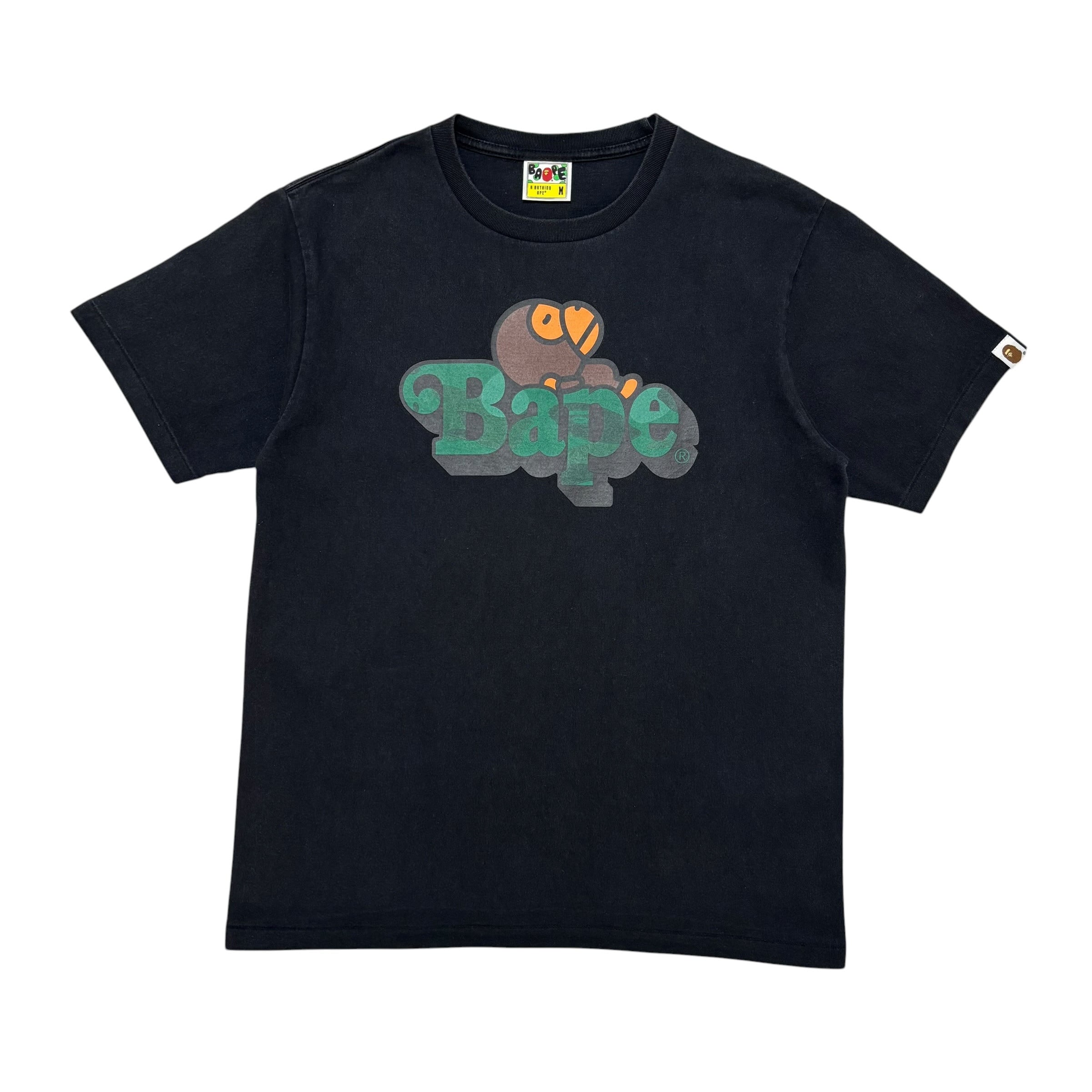 古着 ベイプ アベイシングエイプ BAPE A BATHING APE カラーカモ ミロ オン ベイプ Tシャツ クリーニング済み メンズM