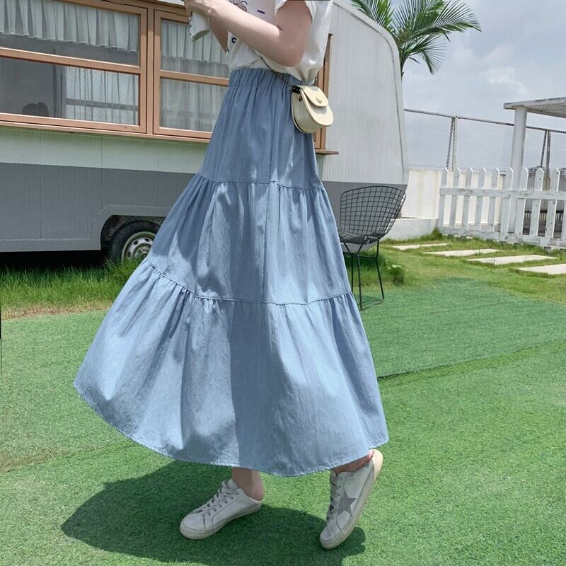 スカート レディース 送料無料 デニムスカート ロング ロング丈 Aライン かわいい 大人可愛い きれいめ カジュアル 上品 エレガント 清楚 フェミニン おしゃれ お洒落 綺麗 おとな ナチュラル こなれ感 ラブリー キュート ガーリー レトロ 主役級 存在感 無地 学生 通学 デート お出かけ 女子会 カフェ巡り お買い物 S M L XL ブルー 春 夏 10代 20代 30代 40代 韓国 韓国系 着回し 普段使い 体型カバー ファッション コーデ プチプラ モテ トレンド 流行