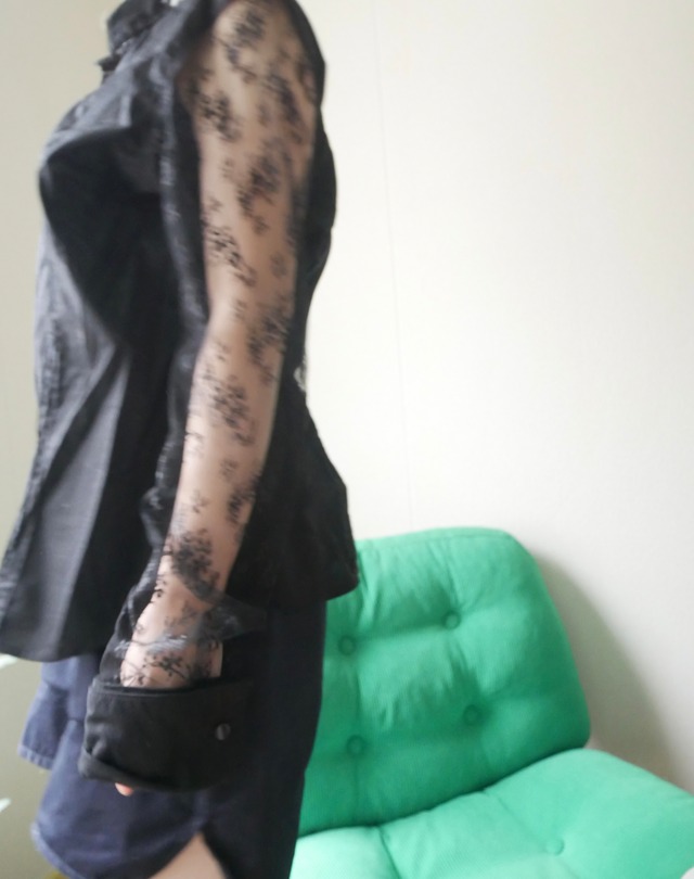 90s-I・N・C Lace Sleeve Shirt / Black