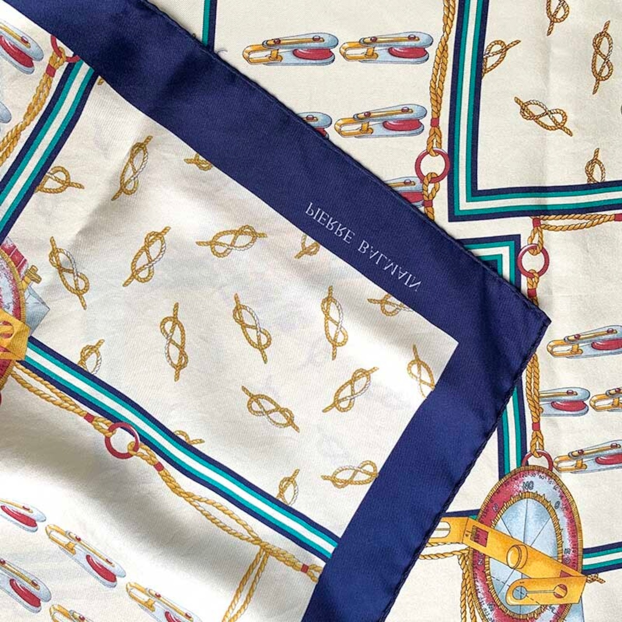 シルクスカーフ イタリア製 Pierre Balmain 航海モチーフ