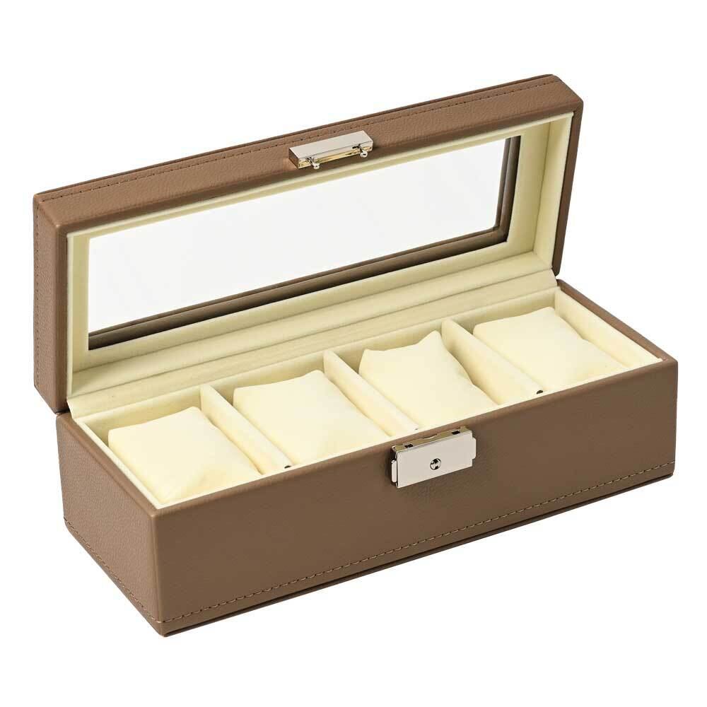 時計ケース4本収納 ウォッチケース4本収納 合皮貼り 1個単位 ES-83520
