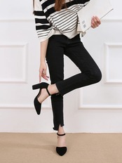 【0290】Chunky Heel Separate Pumps Shoes