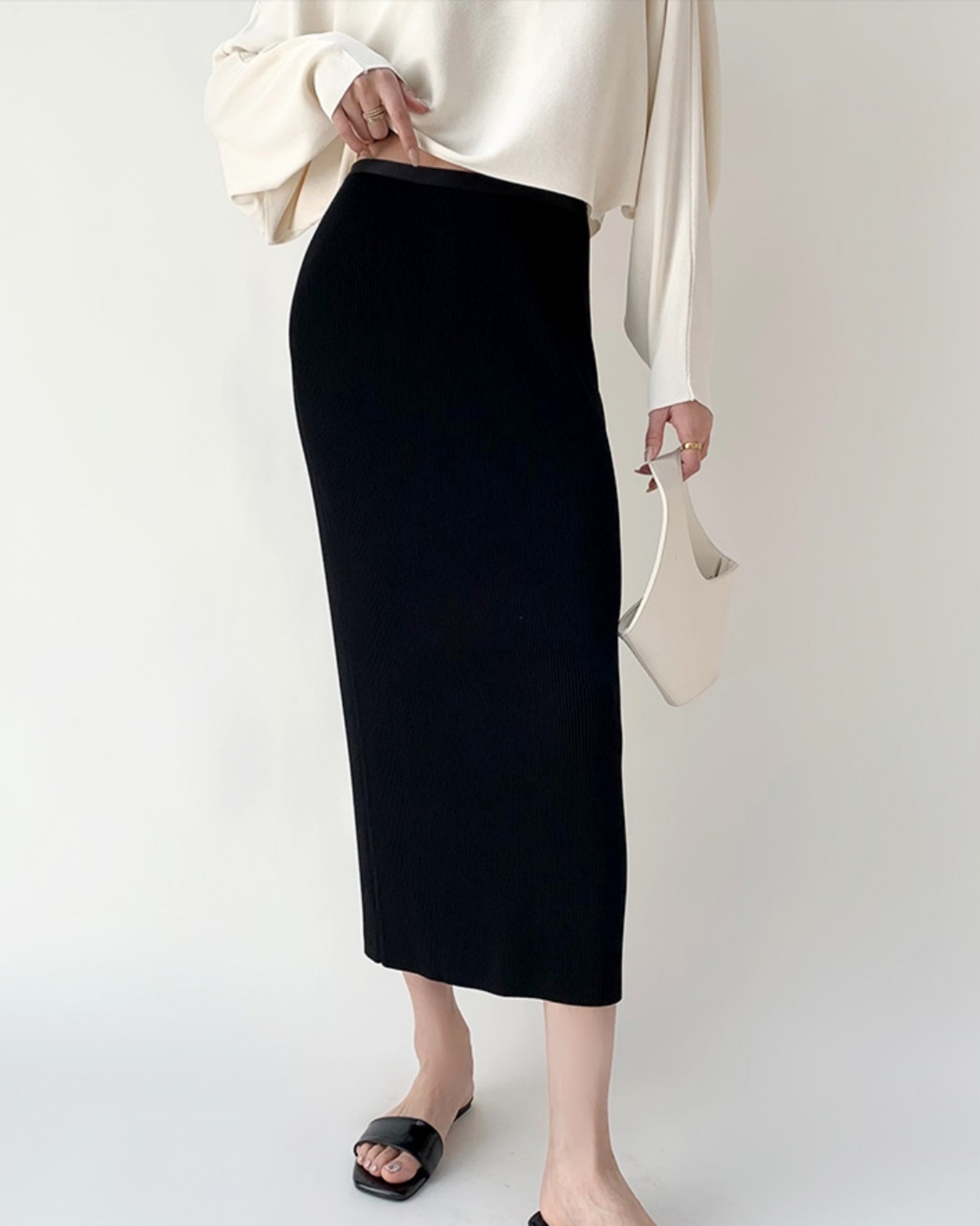 Slim waist midi Skirt　T20047