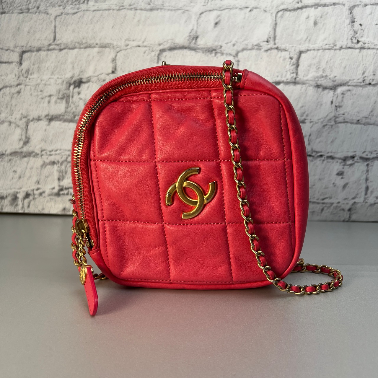【最終処分SALE】CHANEL シャネル ココマーク スクエア ラムスキン ショルダーバッグ ピンク A-10886