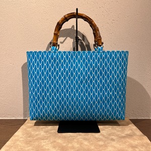 竹持手バッグ  横型　＃網柄