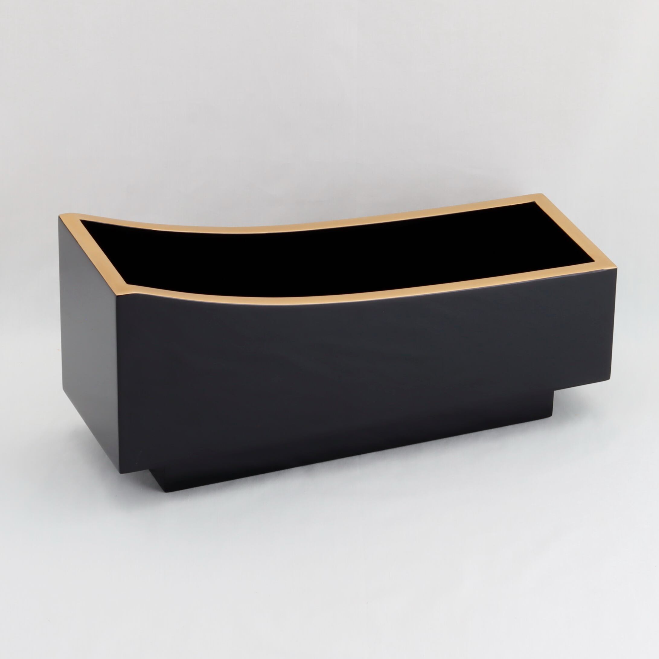 901 輪島塗 花器／舟形／黒塗／金縁／無地 | 輪島塗 加藤漆器店 公式