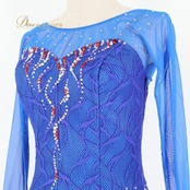 社交ダンス 衣装 スタンダードドレス ワンピース ドレス ブルー系 インザムード in the MOOD 日本製 青 フロート レース デモ 競技 パーティ 発表会 エレガント おしゃれ 女性用 Mサイズ パーティー用 競技用 ダンスウェア