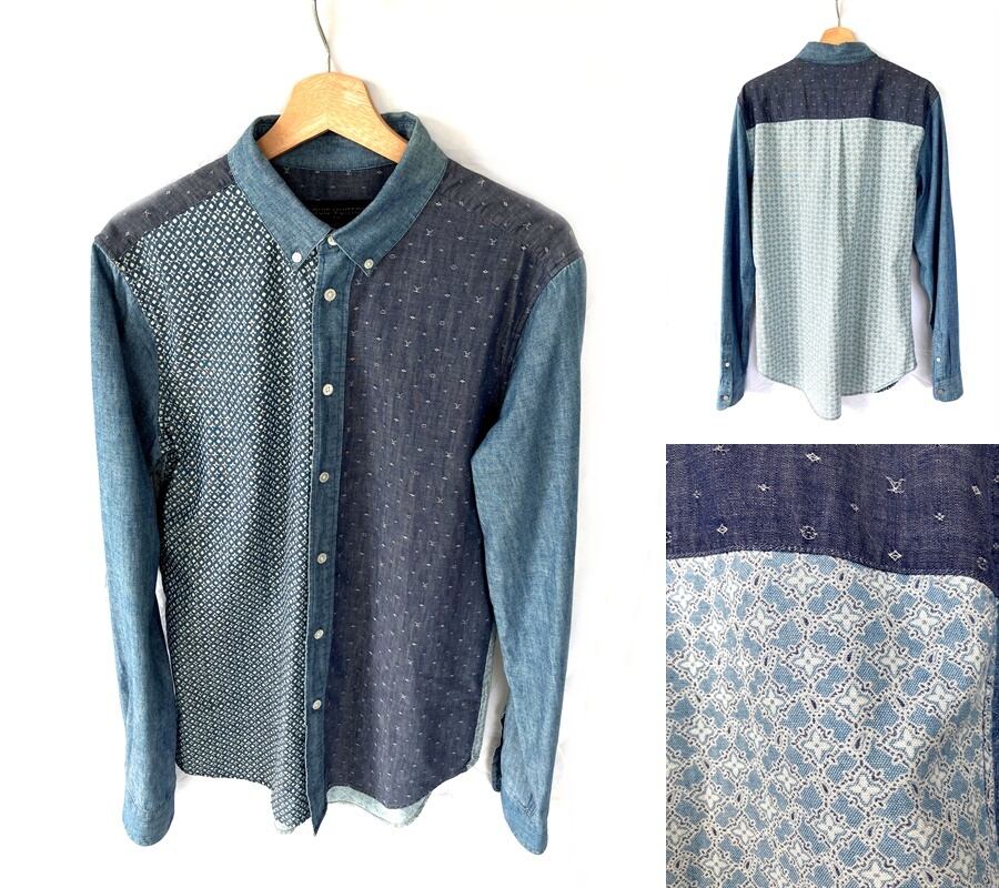新品タグ付　23AW　ルイヴィトン　デニムシャツ　モノグラム　インディゴ　L a0e1f5000e6145f1f48be129b1dbf8
