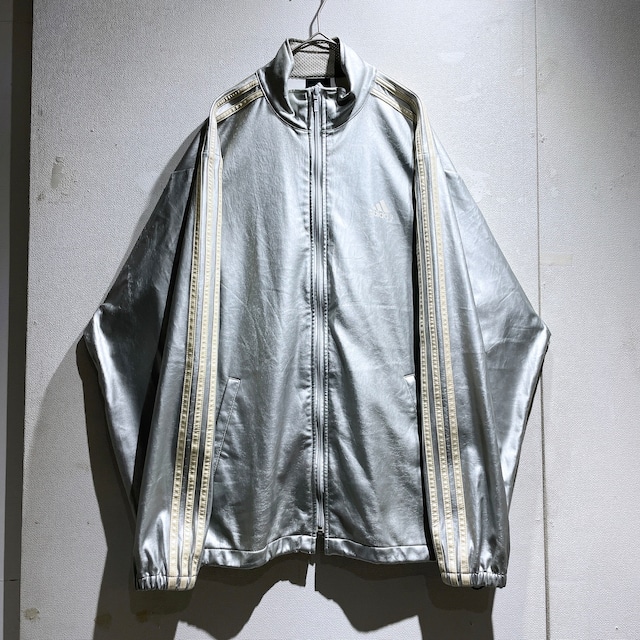 2000s ” adidas ” metallic silver coating loose track jacket