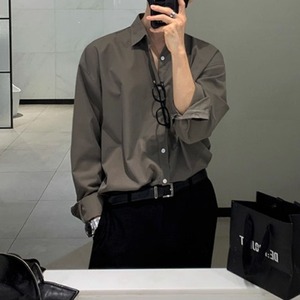 カジュアルシンプル無地シャツ　1211