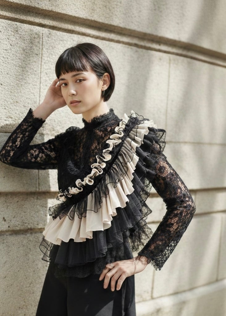 ORIÉNTMILLINERYオリエントミリナリー  /DŌRA / BLACK DŌRA MÖRA | Versatile Ruffled Bag - LAMP BLACK | ORIENT MILLINERY