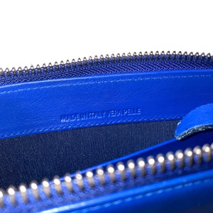 MAISON MARTIN MARGIELA ⑪ blue leather round zip wallet