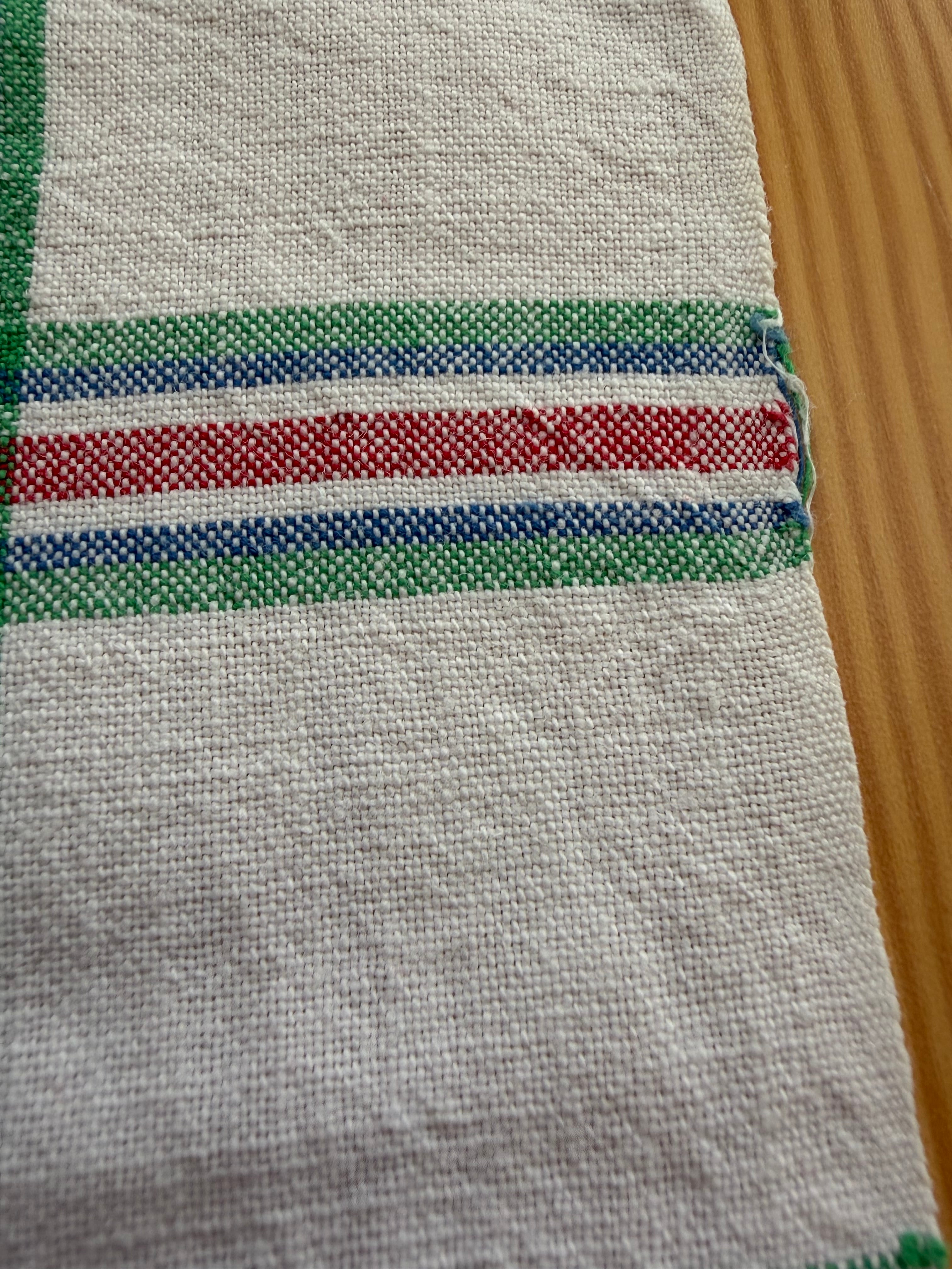 赤・緑・青ライン リネントルション（イニシャル刺繍入り／france