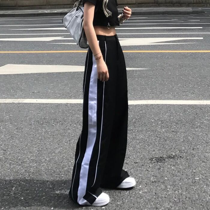 スプリングサマールーズカジュアルパンツ ハイウェストウェスト 春物 夏物 ステッチ ケッペル85004288373