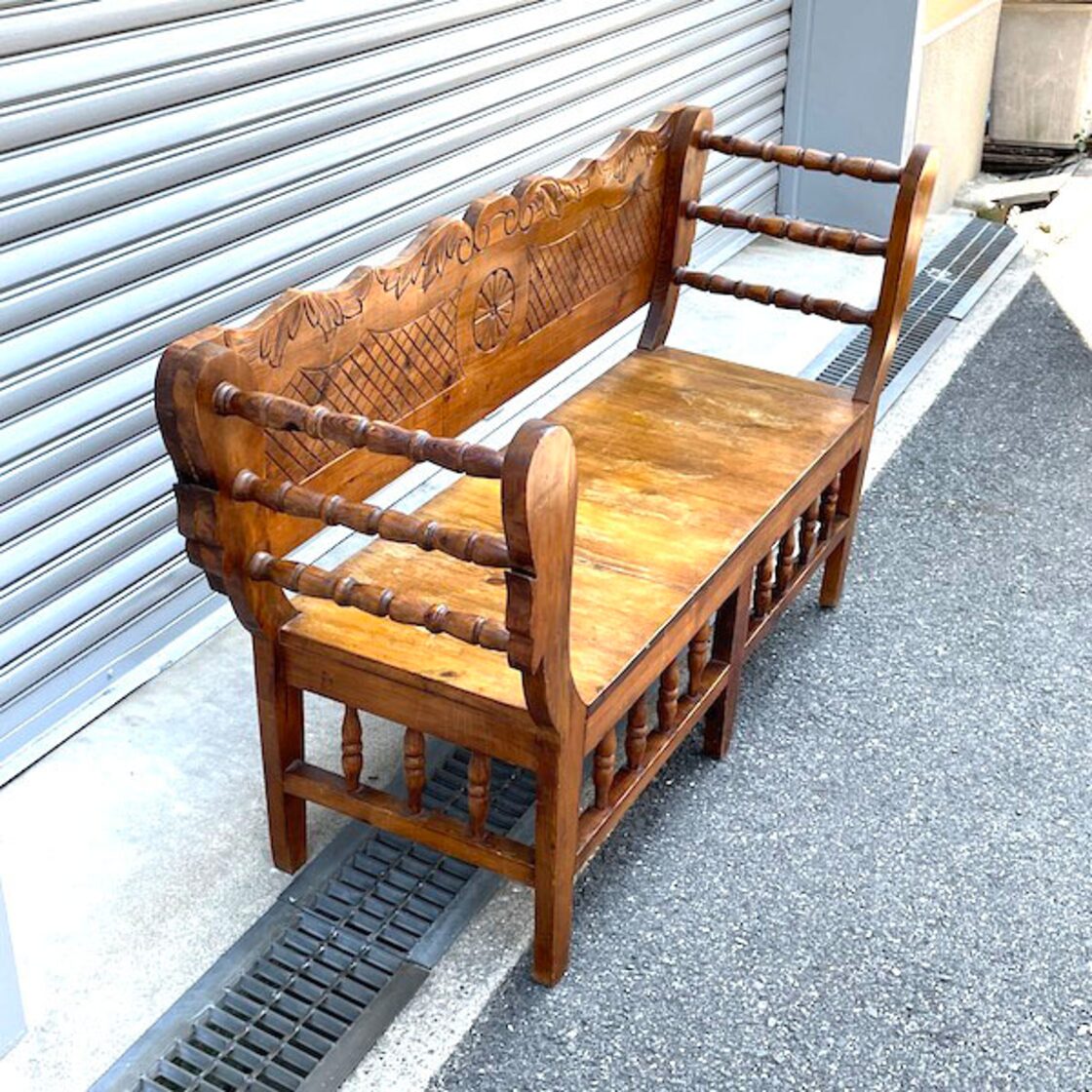 ビンテージ 木製ベンチ 二人掛けソファ ハワイ風 バリ風 | Pay ID