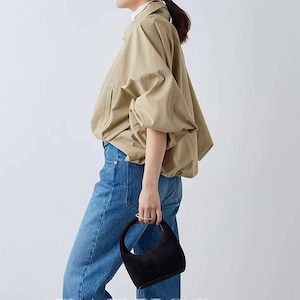 Oversized Stand Collar Nylon Jacket W00082