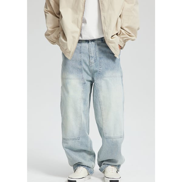 Front pocket design denim pants C1530