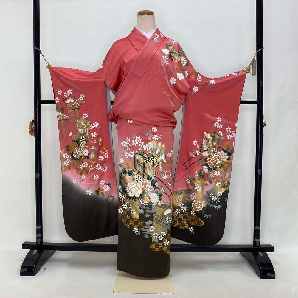 振袖 中古 ブラウン 幅広 大きい 正絹 古典 裄72cm 身丈171cm 美品 2L サイズ 成人式 5065 中古振袖（サイズ（S/M/L）：LL（XL））のおすすめ人気商品一覧 通販