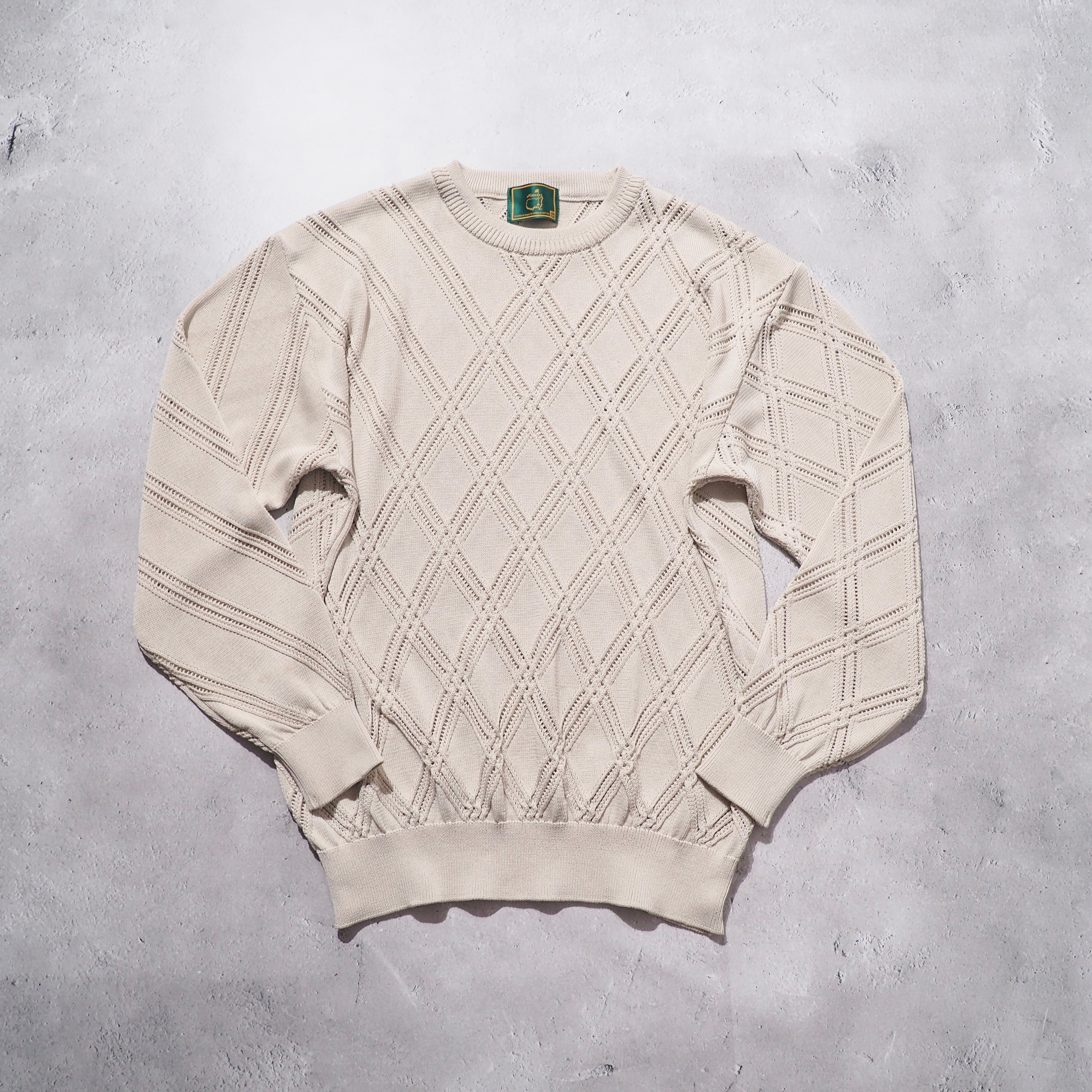 1990s Switching Mesh Embossed Vintage Loose Knit