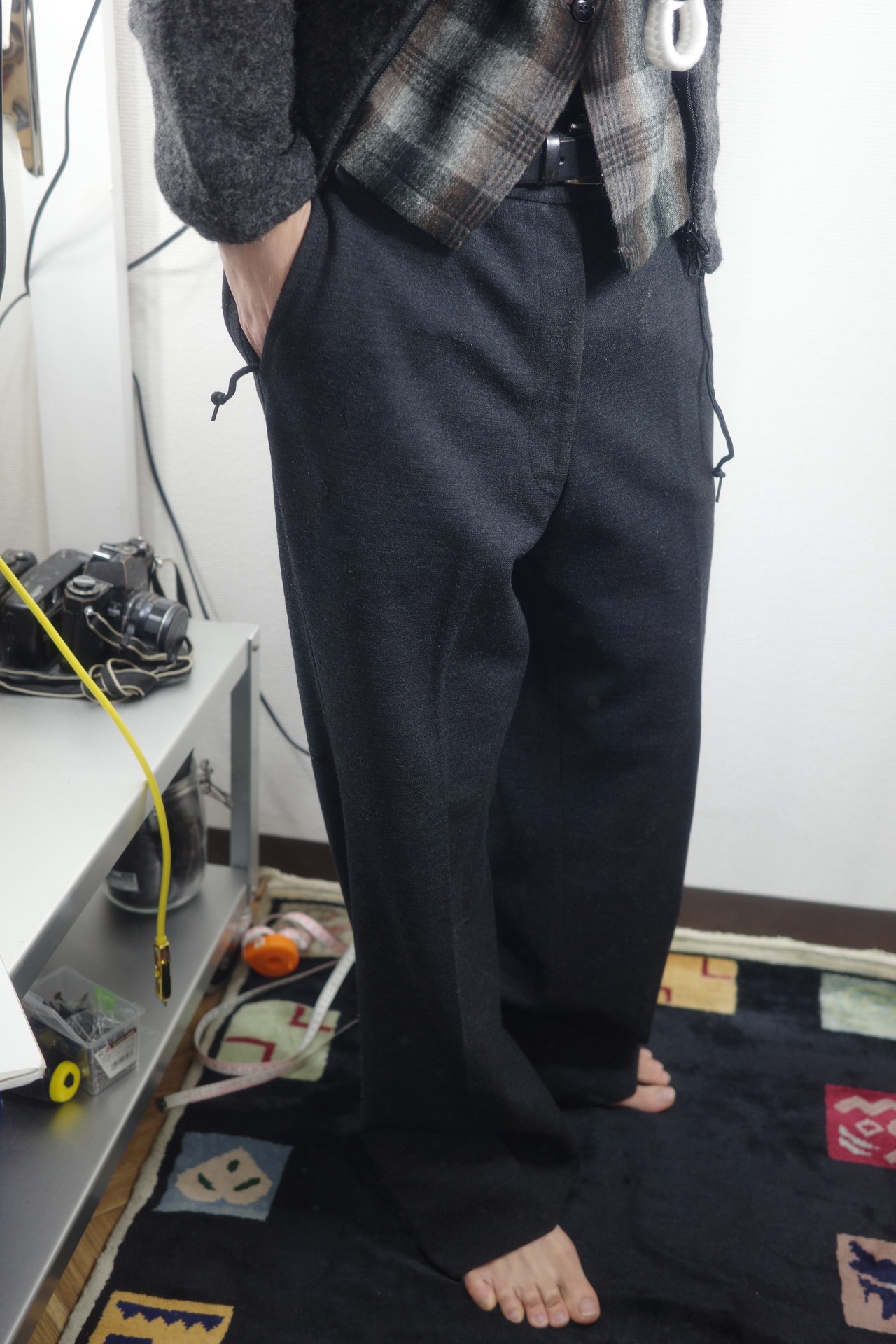 LACOSTE Wool Damaged Trousers