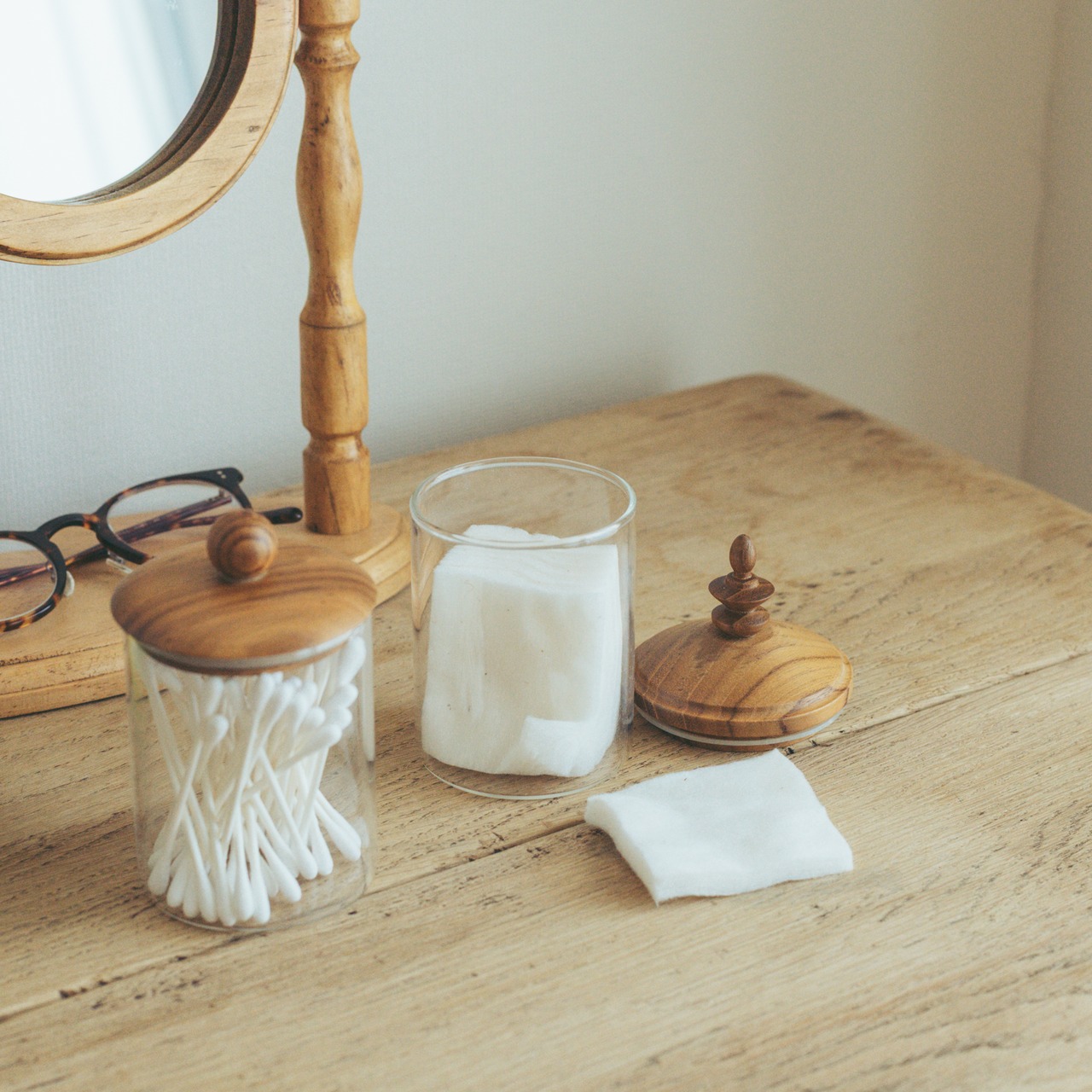 Wood Ball Glass Canister